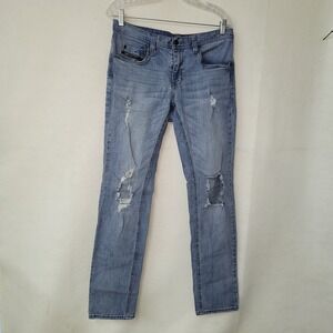 EMPYRE Jeans Mens 32x32 Distressed Light Wash Slim Fit Stretch Streetwear